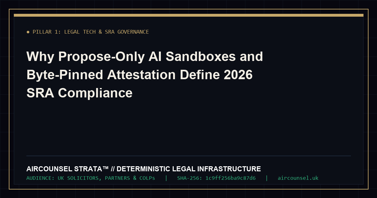 Why Propose-Only AI Sandboxes and Byte-Pinned Attestation Define 2026 SRA Compliance