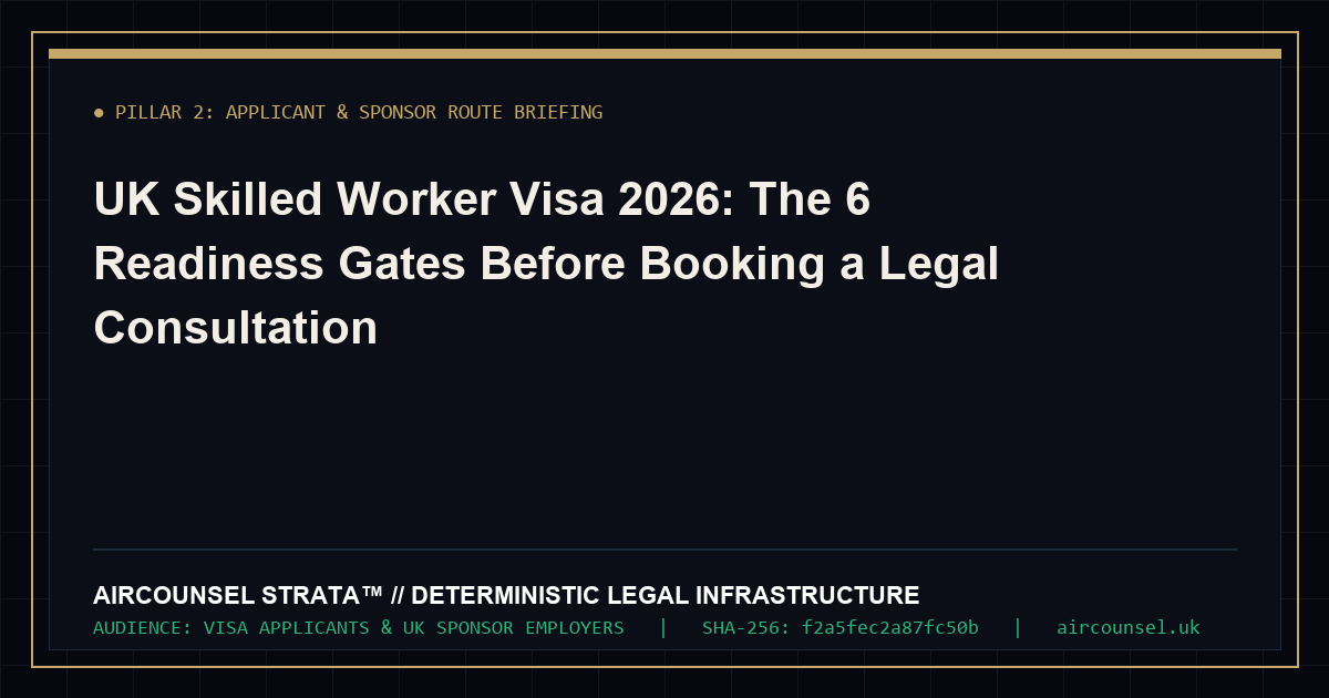 UK Skilled Worker Visa 2026: The 6 Readiness Gates Before Booking a Legal Consultation